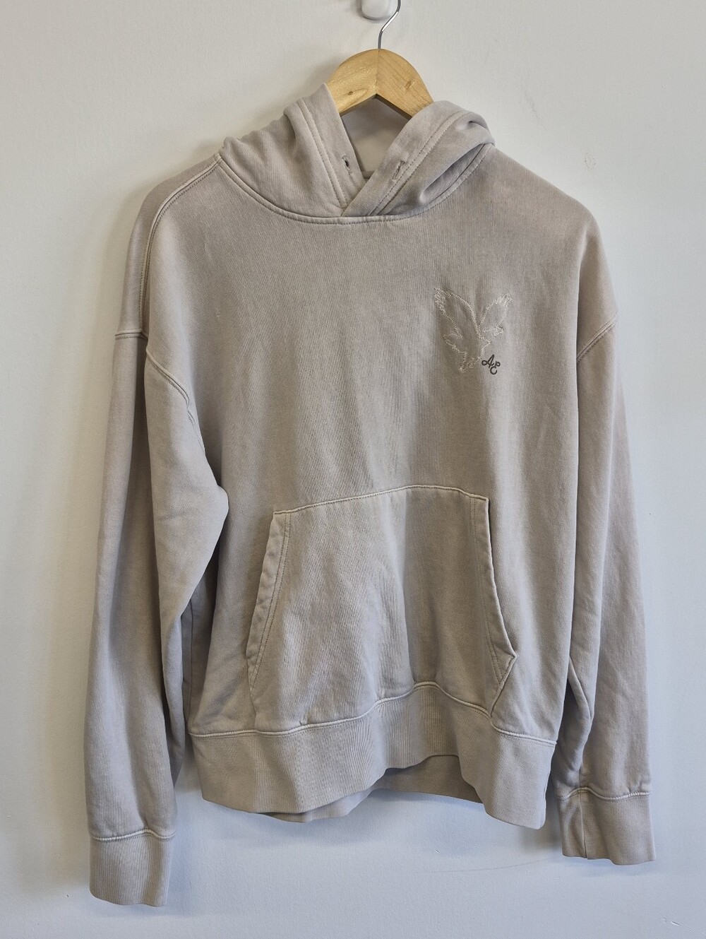 Mens Hooded Pullover Sweatshirt in Light Taupe American Eagle Size Small